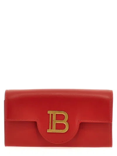 Balmain 'b-buzz' Chain Strap Wallet In Red