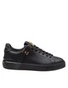 Balmain B-court Leather Sneakers With Diamond Embossing In Black