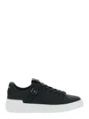 Balmain 'b-court B-buzz' Black Low Sneakers With Diamond Motif And Logo Patch On The Tongue In Noir/blanc