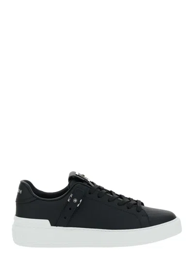 BALMAIN B-COURT B-BUZZ-GRID EMBOSSED CALFSKIN