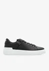 Balmain 'b-court B-buzz' Black Low Sneakers With Diamond Motif And Logo Patch On The Tongue In Black