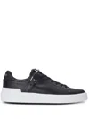 Balmain 'b-court B-buzz' Black Low Sneakers With Diamond Motif And Logo Patch On The Tongue In Black
