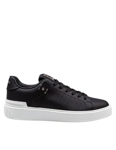 BALMAIN BALMAIN B-COURT B-BUZZ SNEAKERS IN CALFSKIN WITH DIAMOND EMBOSSING
