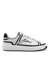 Balmain B-court Calf Leather Sneakers Color Black And White In White/black
