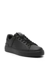 BALMAIN BLACK LOW TOP SNEAKERS WITH LOGO IN LEATHER MAN