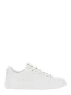 BALMAIN 'B-COURT' WHITE LOW TOP SNEAKERS WITH LOGO PATCH IN LEATHER MAN