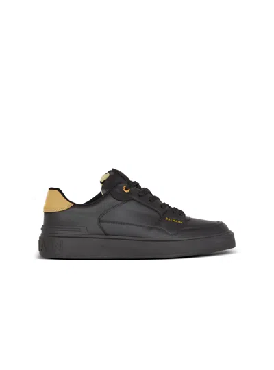Balmain B-court Flip Sneakers In Calfskin In Black