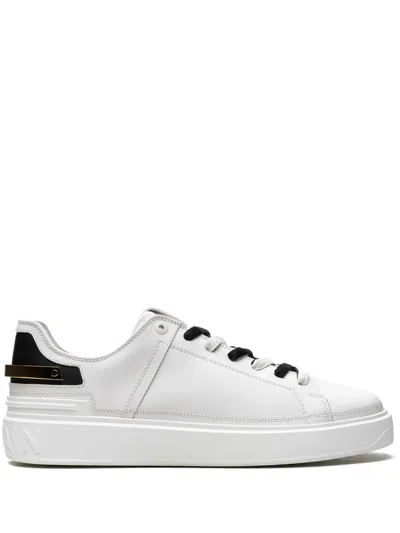 Balmain B-court "gold Strap" Sneakers In Weiss