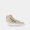 Balmain B Court High Top-canvas & Logo In White Cotton In White