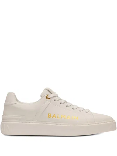Balmain B-court Lace-up Sneakers In White