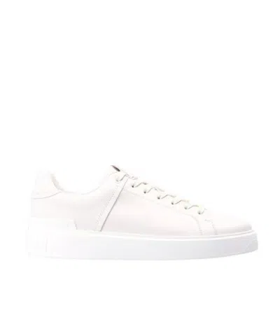 Balmain B-court White Low Top Sneakers With Logo Patch On The Tongue In Leather Man In Multi