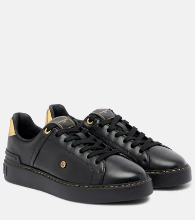 Balmain B-court Leather Sneakers In Black