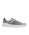 Balmain B-court Leather Sneakers In Gray