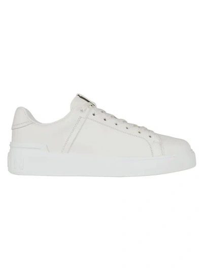 Balmain B-court Leather Sneakers In White