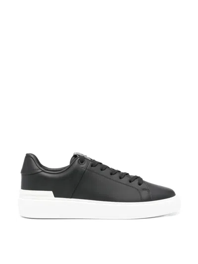 Balmain B Court Logo Low Top Sneakers In Black