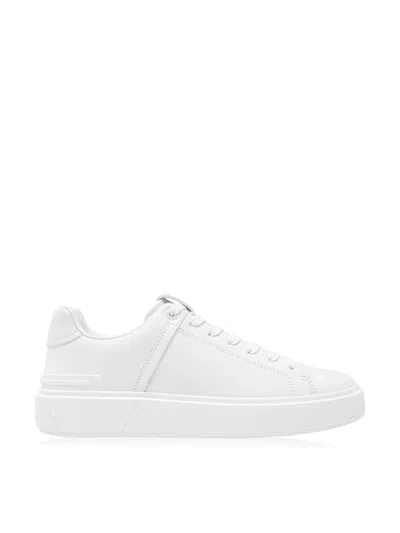 Balmain B Court Logo Low Top Sneakers In White