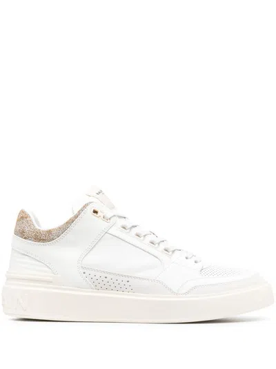 Balmain B Court Mid Top-calfskin/suede Trainers In White