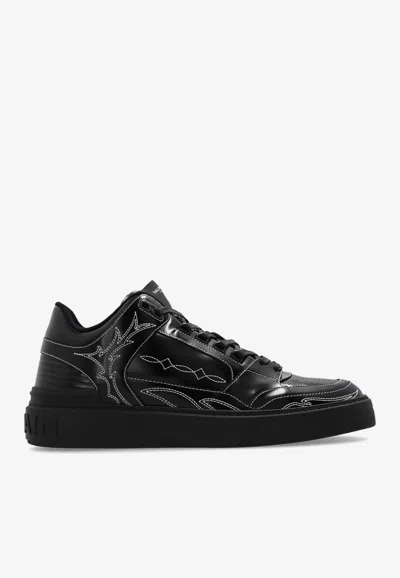Balmain Leather B-court Sneakers In Black