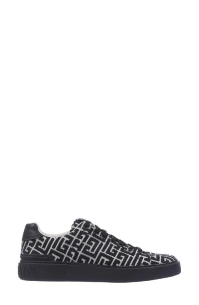 Balmain Monogram Jacquard B-court Trainers In Black