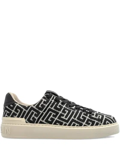Balmain B-court Monogram Sneakers In Black