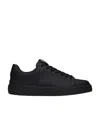 Balmain Black Low Top Sneakers With Logo In Leather In Black
