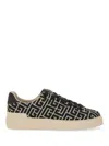 Balmain B-court Monogram Sneakers In Brown