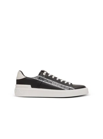 Balmain B-court Printed Calfskin Trainers In Black