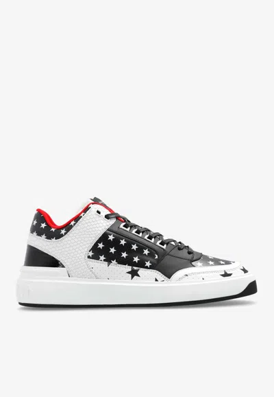 Balmain B-court Mid-top Leather Sneakers In Multicolor