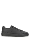 Balmain Black Low Top Sneakers With Logo In Leather In Black