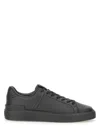Balmain Black Low Top Sneakers With Logo In Leather In Animal Print