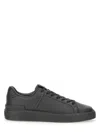 Balmain Black Low Top Sneakers With Logo In Leather In Black