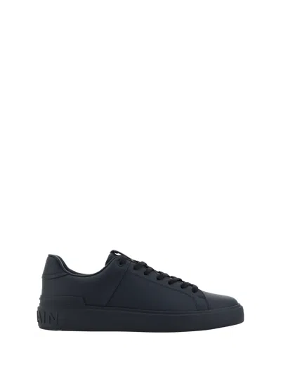 Balmain B-court Sneakers In Black Leather In 0pa Noir