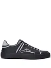 Balmain Calfskin B-court Printed Sneakers In Black