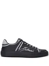 Balmain Calfskin B-court Printed Sneakers In Black