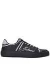 Balmain Calfskin B-court Printed Sneakers In Black