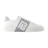 Balmain Low-top Court Sneakers In Smooth Leather In White