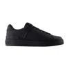 Balmain Court Round Toe Flat Sole Sneakers In Black