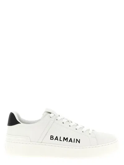 Balmain Calfskin Logo Motif Lace-up Sneakers With Black Heel Counter In Multi