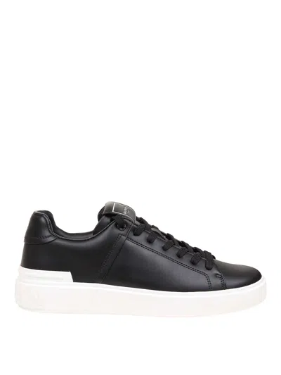 Balmain B-court Sneakers In Black Leather