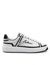 Balmain B-court Calf Leather Sneakers Color Black And White In Multicolor