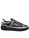 Balmain B-court Low-top Calfskin Sneakers In Noir/blanc