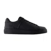 Balmain Black Low Top Sneakers With Logo In Leather In Multi