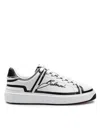 Balmain B-court Calf Leather Sneakers Color Black And White In Multicolor