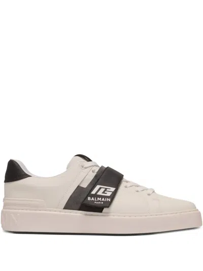 Balmain B-court Lace-up Sneakers In Neutral