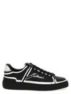 Balmain B-court Low-top Calfskin Sneakers In Noir/blanc