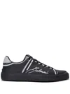 Balmain B-court Low-top Calfskin Sneakers In Schwarz