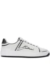 Balmain 'b-court' White And Black Sneaker With Logo Print On The Side In White