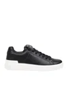 Balmain Black Leather B-court Sneakers In Black