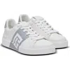 Balmain Low-top Court Sneakers In Smooth Leather In White