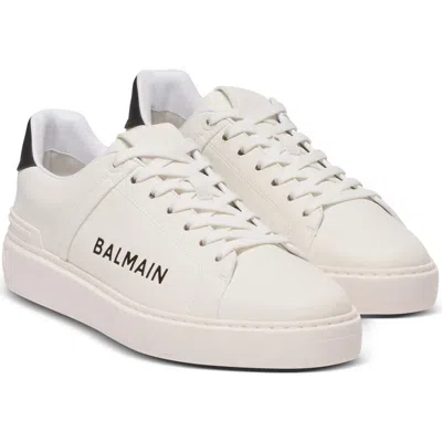 Balmain Calfskin Logo Motif Lace-up Sneakers With Black Heel Counter In Multi